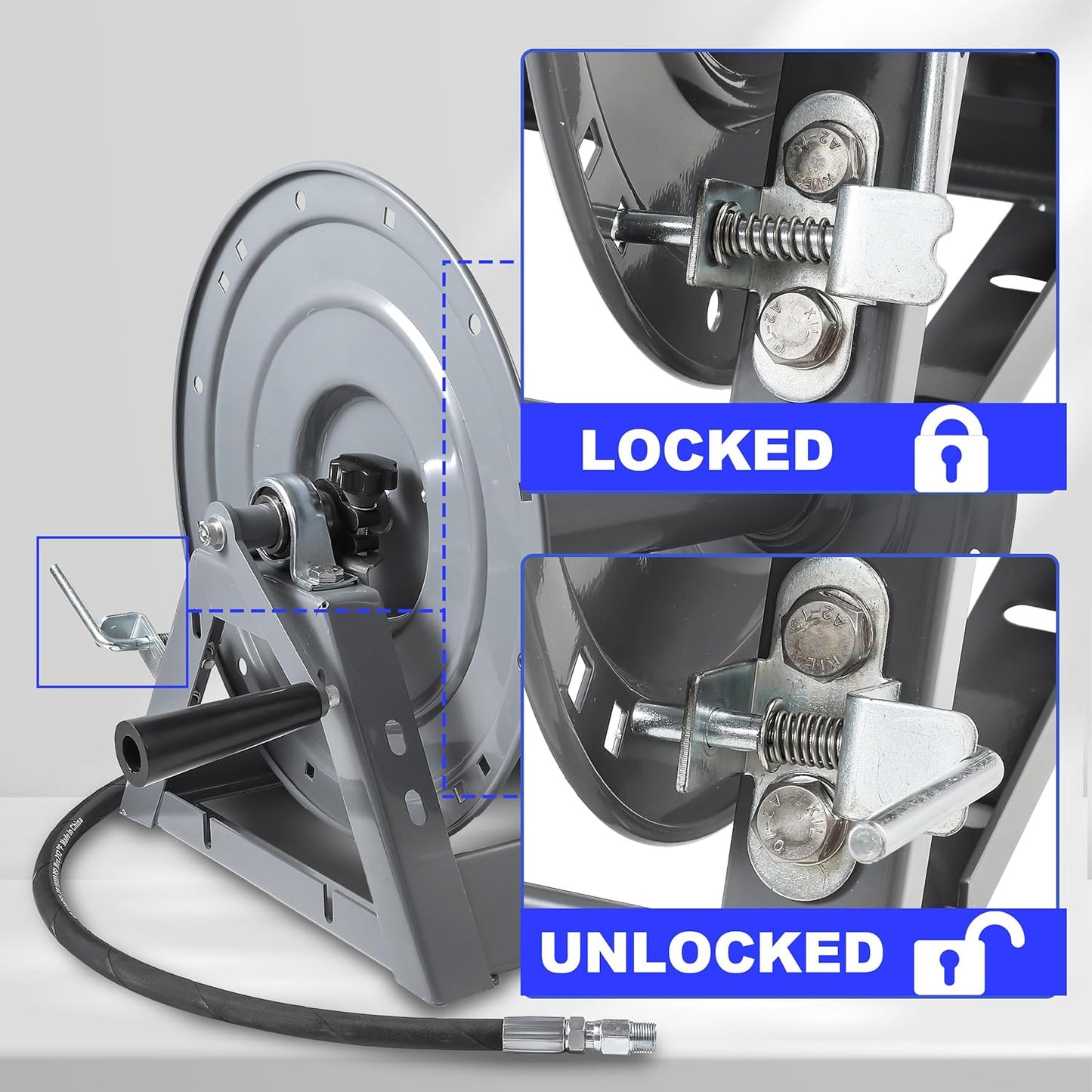 Pressure Washer Hose Reel 300ft x 3/8" / 500ft x 1/4", Heavy Duty