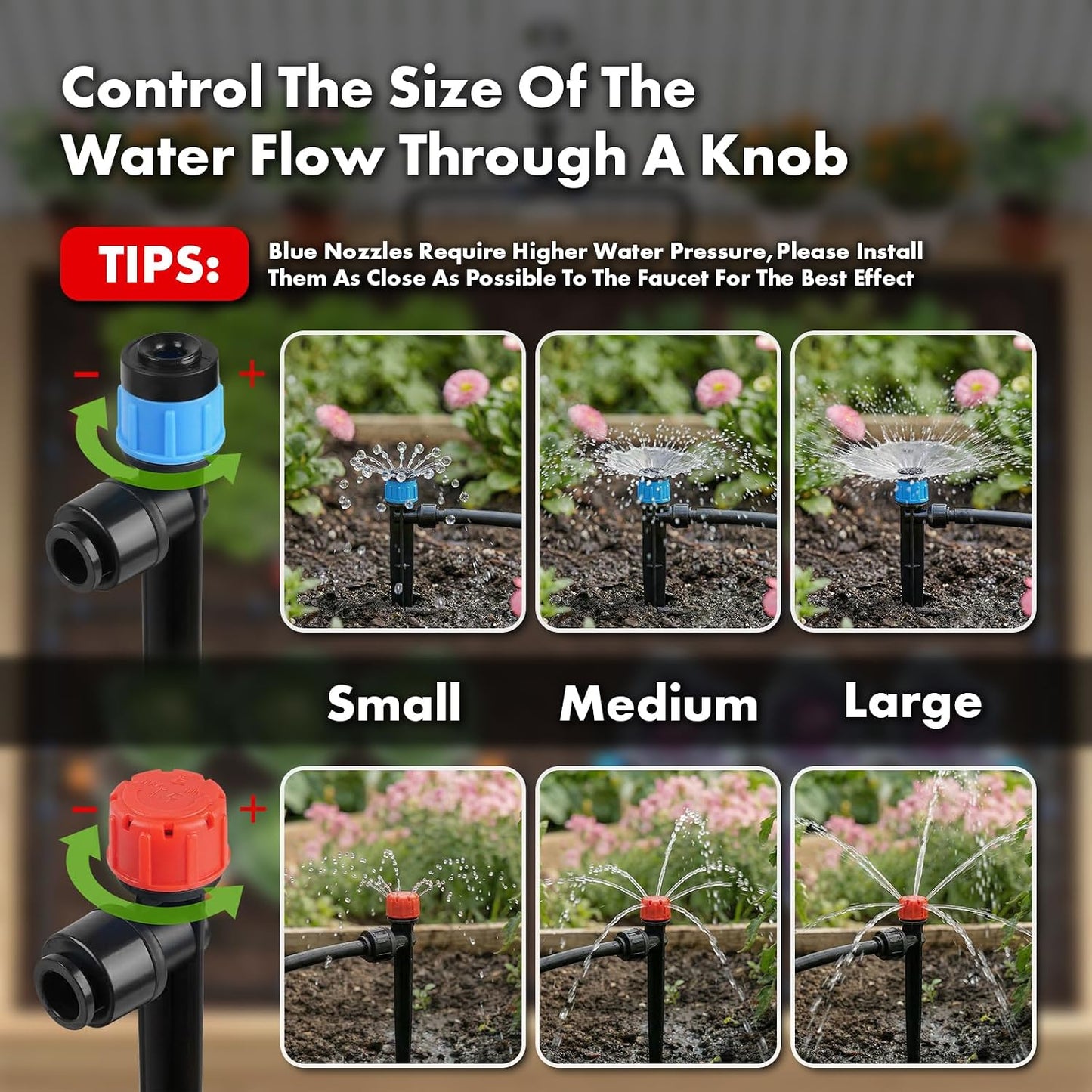 Drip Irrigation System 230FT Quick-Connect Drip Irrigation Kit with 1/4 inch 1/2 inch Irrigation Tubing Hose and Accessories for Lawn Raised Bed Greenhouse Plant Watering System