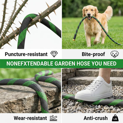 Non-Expandable 50 FT, Heavy-Duty & Flexible Water Hose with 10-Function Nozzle, Kink-Free & Leak-Proof Design, Ultra Lightweight Portable Yard Hose for Lawn, Car, Outdoor Use
