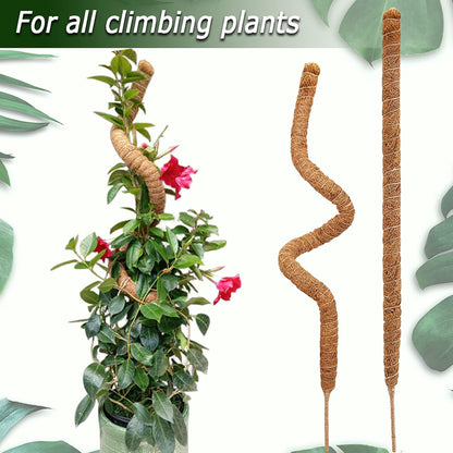 2-Pack 28" Bendable Moss Pole for Monstera, Rust-Free Aluminum Core Plant Support Stakes, Sturdy Stakes to Train & Grow Indoor Climbing Plants Upright (13.2ft Jute Rope Included)