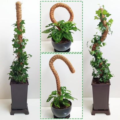 2-Pack 28" Bendable Moss Pole for Monstera, Rust-Free Aluminum Core Plant Support Stakes, Sturdy Stakes to Train & Grow Indoor Climbing Plants Upright (13.2ft Jute Rope Included)