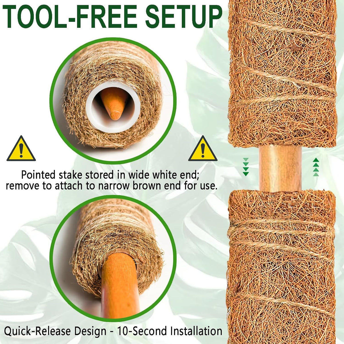 2-Pack 28" Bendable Moss Pole for Monstera, Rust-Free Aluminum Core Plant Support Stakes, Sturdy Stakes to Train & Grow Indoor Climbing Plants Upright (13.2ft Jute Rope Included)