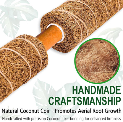 2-Pack 28" Bendable Moss Pole for Monstera, Rust-Free Aluminum Core Plant Support Stakes, Sturdy Stakes to Train & Grow Indoor Climbing Plants Upright (13.2ft Jute Rope Included)