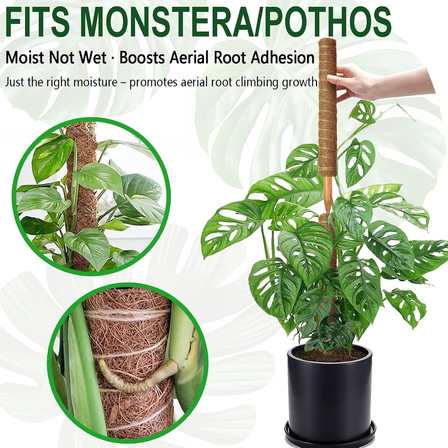 2-Pack 28" Bendable Moss Pole for Monstera, Rust-Free Aluminum Core Plant Support Stakes, Sturdy Stakes to Train & Grow Indoor Climbing Plants Upright (13.2ft Jute Rope Included)