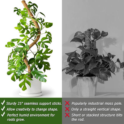 2-Pack 28" Bendable Moss Pole for Monstera, Rust-Free Aluminum Core Plant Support Stakes, Sturdy Stakes to Train & Grow Indoor Climbing Plants Upright (13.2ft Jute Rope Included)