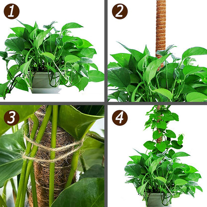 2-Pack 28" Bendable Moss Pole for Monstera, Rust-Free Aluminum Core Plant Support Stakes, Sturdy Stakes to Train & Grow Indoor Climbing Plants Upright (13.2ft Jute Rope Included)