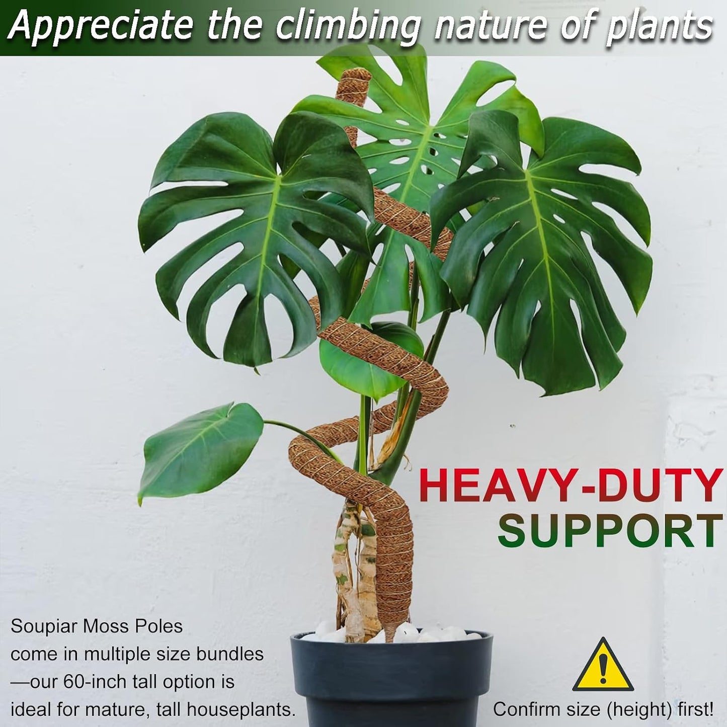 2-Pack 28" Bendable Moss Pole for Monstera, Rust-Free Aluminum Core Plant Support Stakes, Sturdy Stakes to Train & Grow Indoor Climbing Plants Upright (13.2ft Jute Rope Included)