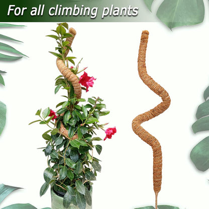 2-Pack 28" Bendable Moss Pole for Monstera, Rust-Free Aluminum Core Plant Support Stakes, Sturdy Stakes to Train & Grow Indoor Climbing Plants Upright (13.2ft Jute Rope Included)