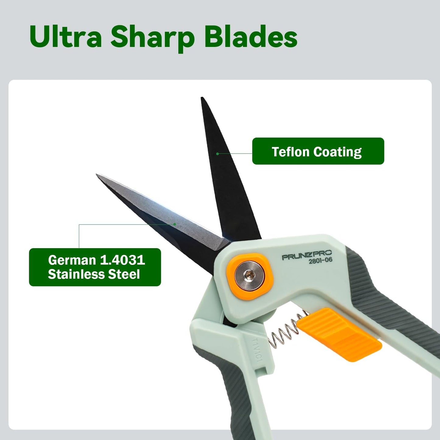 Garden Scissors Pruning Shears Sharp Stainless Steel Non-Stick Teflon Coating Blade for Precise Cuts Garden Snip Bonsai Clippers for Plants Rose Flower