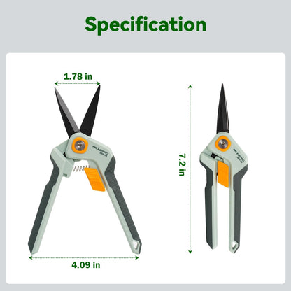 Garden Scissors Pruning Shears Sharp Stainless Steel Non-Stick Teflon Coating Blade for Precise Cuts Garden Snip Bonsai Clippers for Plants Rose Flower