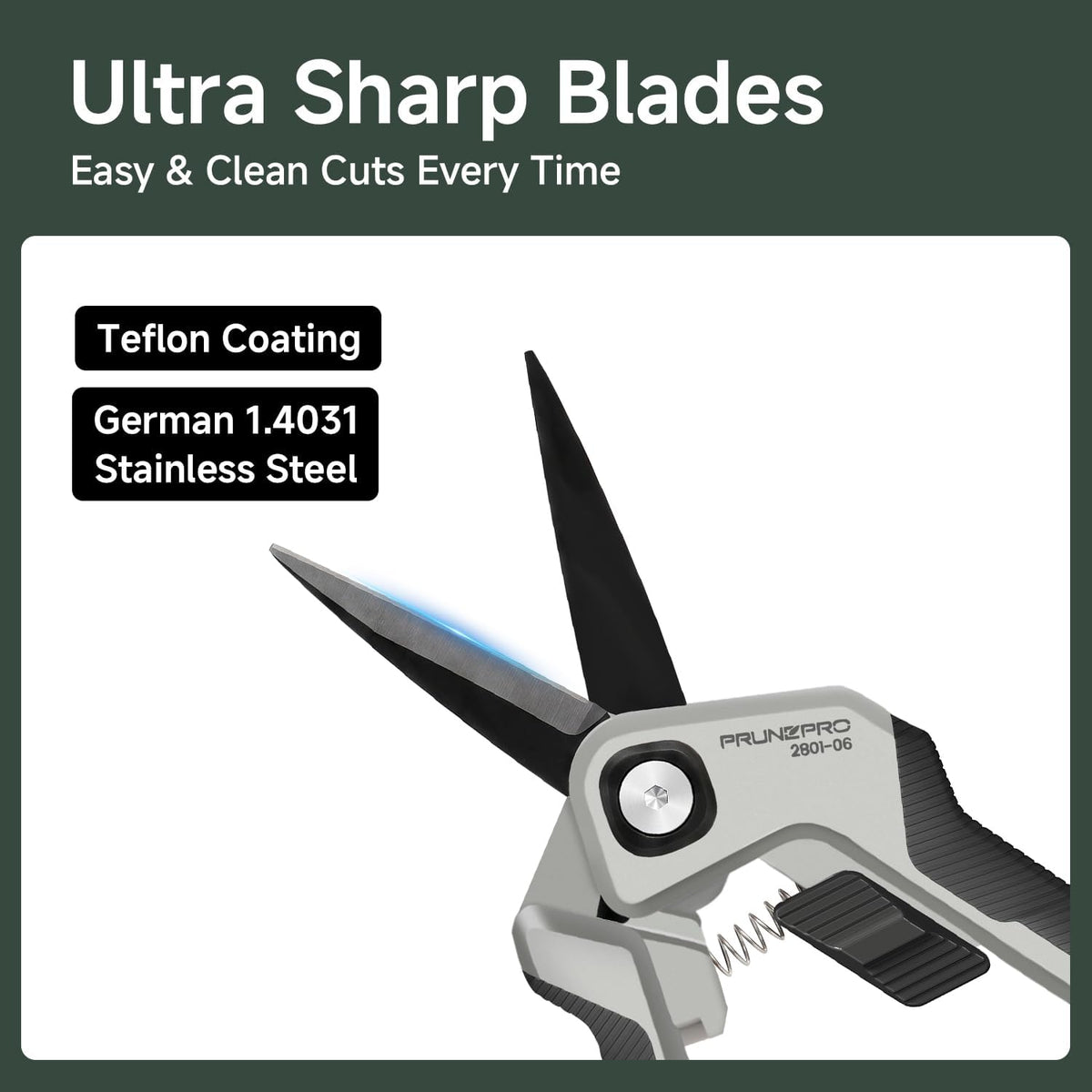 Garden Scissors Pruning Shears Sharp Stainless Steel Non-Stick Teflon Coating Blade for Precise Cuts Garden Snip Bonsai Clippers for Plants Rose Flower