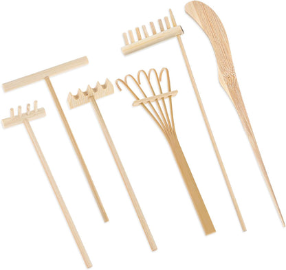 4 Pack Miniature Tabletop Rock Sand Zen Garden Accessories, Mini Zen Garden Rake Tools, Zen Sand Garden Rake Set, Small Rakes for Garden Beds, Mini Sand Stamp Rakes for Home Gift Garden Decor