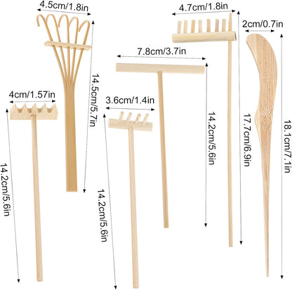 4 Pack Miniature Tabletop Rock Sand Zen Garden Accessories, Mini Zen Garden Rake Tools, Zen Sand Garden Rake Set, Small Rakes for Garden Beds, Mini Sand Stamp Rakes for Home Gift Garden Decor