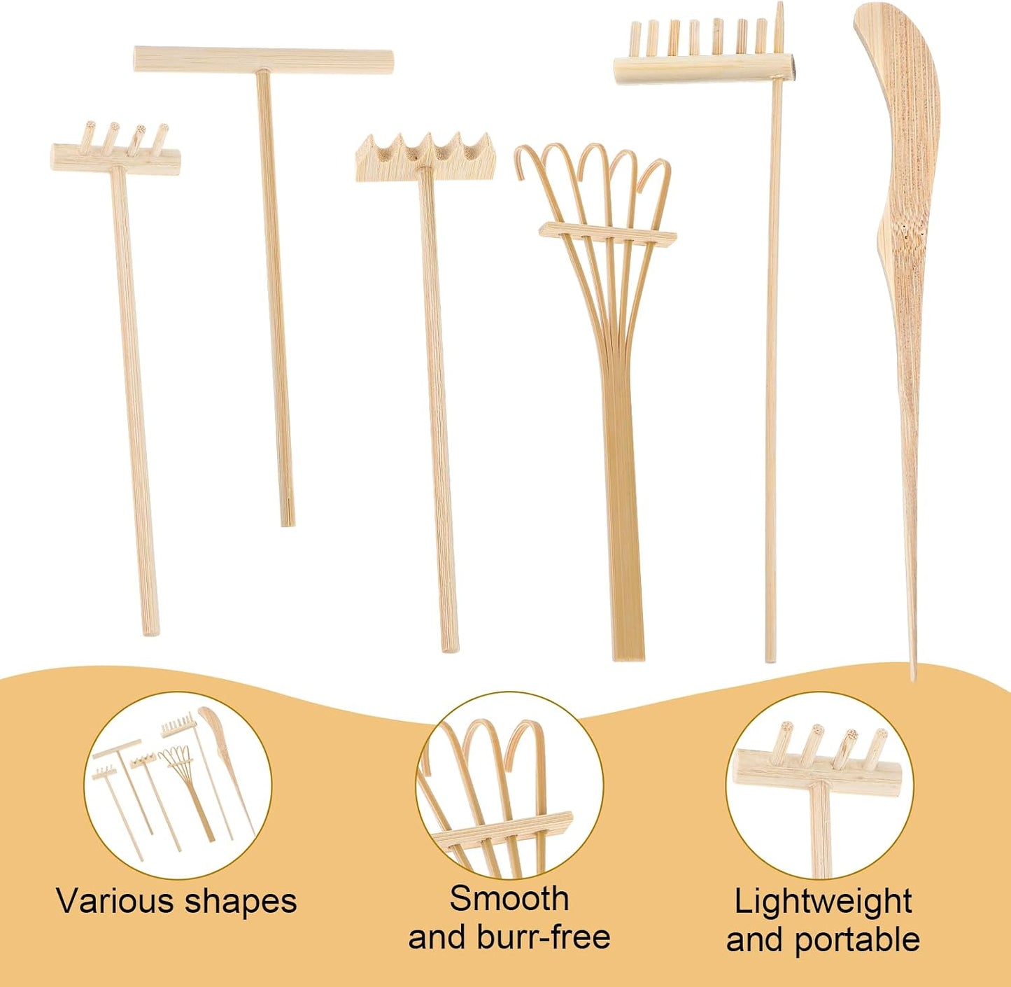 4 Pack Miniature Tabletop Rock Sand Zen Garden Accessories, Mini Zen Garden Rake Tools, Zen Sand Garden Rake Set, Small Rakes for Garden Beds, Mini Sand Stamp Rakes for Home Gift Garden Decor
