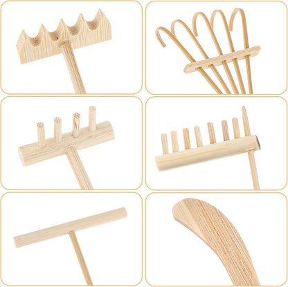 4 Pack Miniature Tabletop Rock Sand Zen Garden Accessories, Mini Zen Garden Rake Tools, Zen Sand Garden Rake Set, Small Rakes for Garden Beds, Mini Sand Stamp Rakes for Home Gift Garden Decor