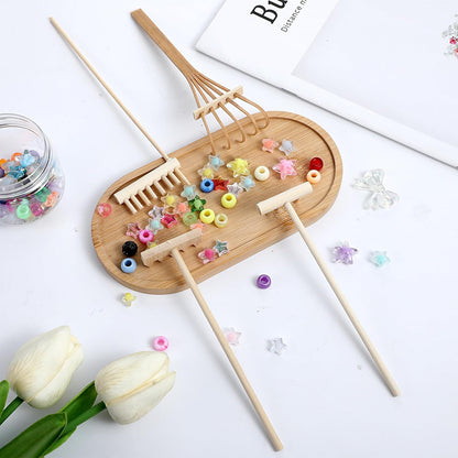4 Pack Miniature Tabletop Rock Sand Zen Garden Accessories, Mini Zen Garden Rake Tools, Zen Sand Garden Rake Set, Small Rakes for Garden Beds, Mini Sand Stamp Rakes for Home Gift Garden Decor