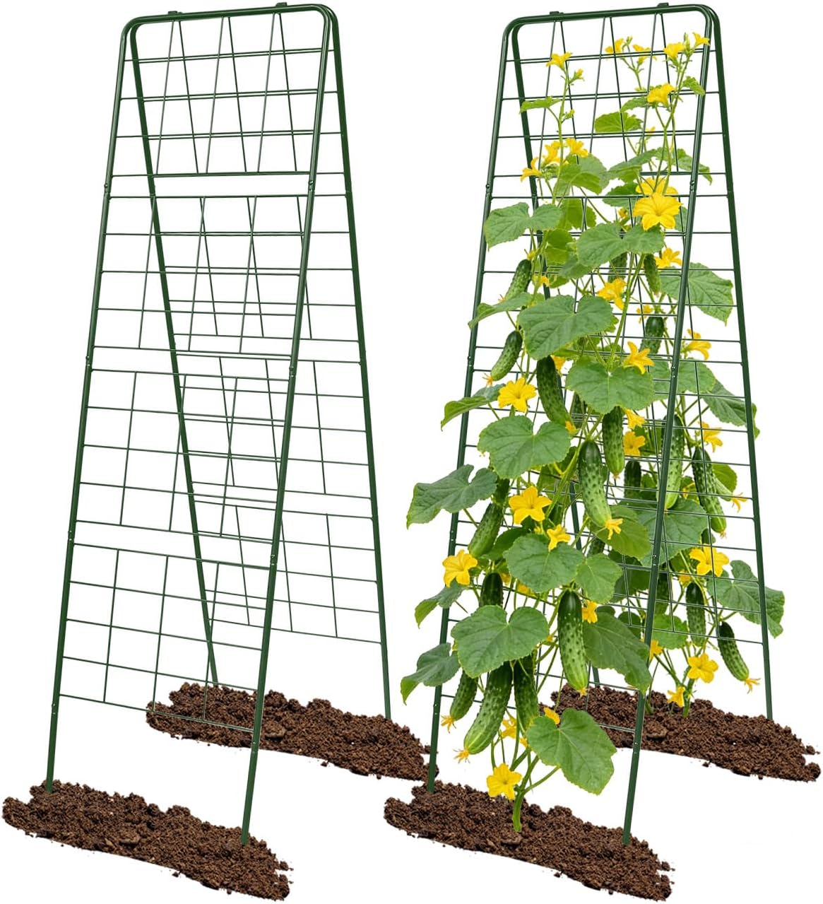 60"x16.2" Heavy Duty Steel A-Frame Garden Trellis for Climbing Plants – Rust-Proof Metal Trellis with Hardware Cloth, Perfect for Raised Beds,Cucumbers,Tomatoes & Outdoor Vines (Black)
