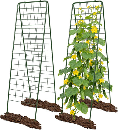 60"x16.2" Heavy Duty Steel A-Frame Garden Trellis for Climbing Plants – Rust-Proof Metal Trellis with Hardware Cloth, Perfect for Raised Beds,Cucumbers,Tomatoes & Outdoor Vines (Black)