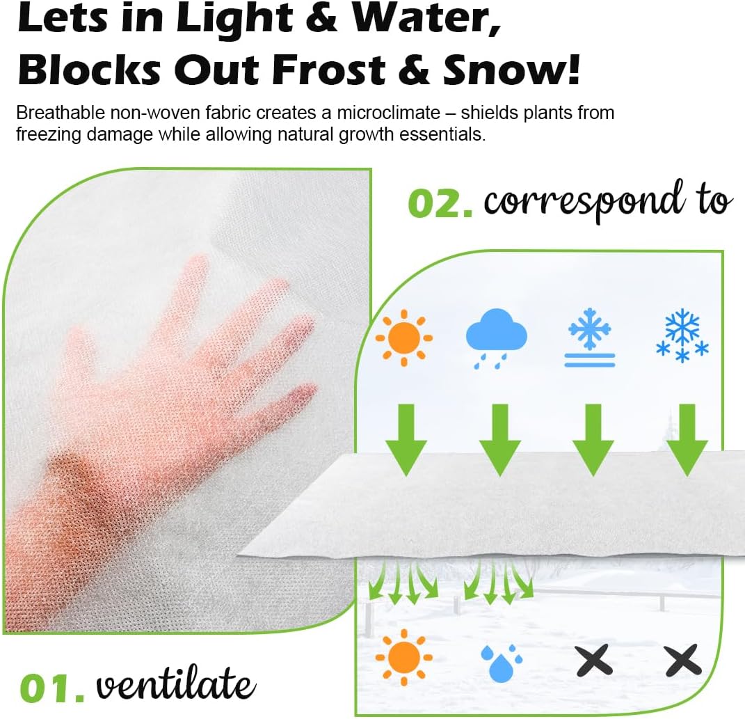 Frost Blanket for Outdoor Plants, Plant Covers Freeze Protection 10x50 Ft