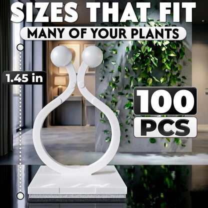 100 Pcs Climbing Plant Wall Clips, Flexible, Self-Adhesive (White)