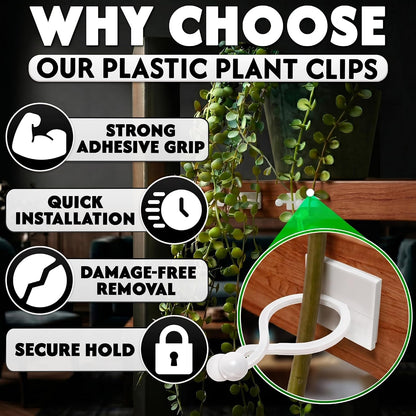 100 Pcs Climbing Plant Wall Clips, Flexible, Self-Adhesive (White)