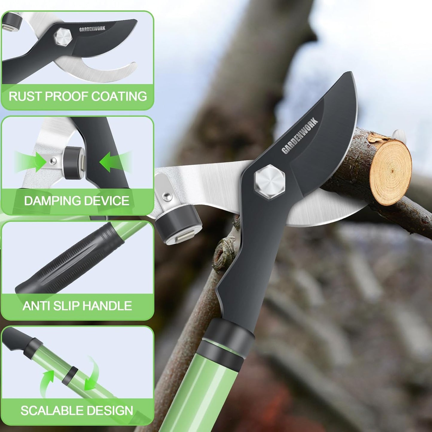 Loppers for Tree Trimmer Heavy Duty with SK5 Carbon Steel Blade