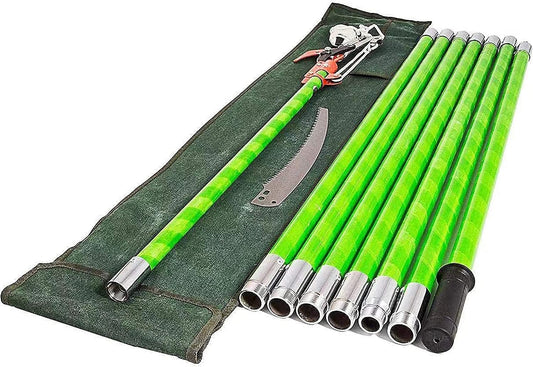 Manual Pole Saw, 7-26 ft Extension Tree Pole Pruner, 2 In 1 Tree Scissor Saw and Scissor for High Branches Trimming Garden Tools Loppers Hand Pole Saws Tree Pruner Pole Saw Trimmer Branches