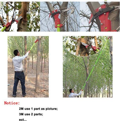 Manual Pole Saw, 7-26 ft Extension Tree Pole Pruner, 2 In 1 Tree Scissor Saw and Scissor for High Branches Trimming Garden Tools Loppers Hand Pole Saws Tree Pruner Pole Saw Trimmer Branches
