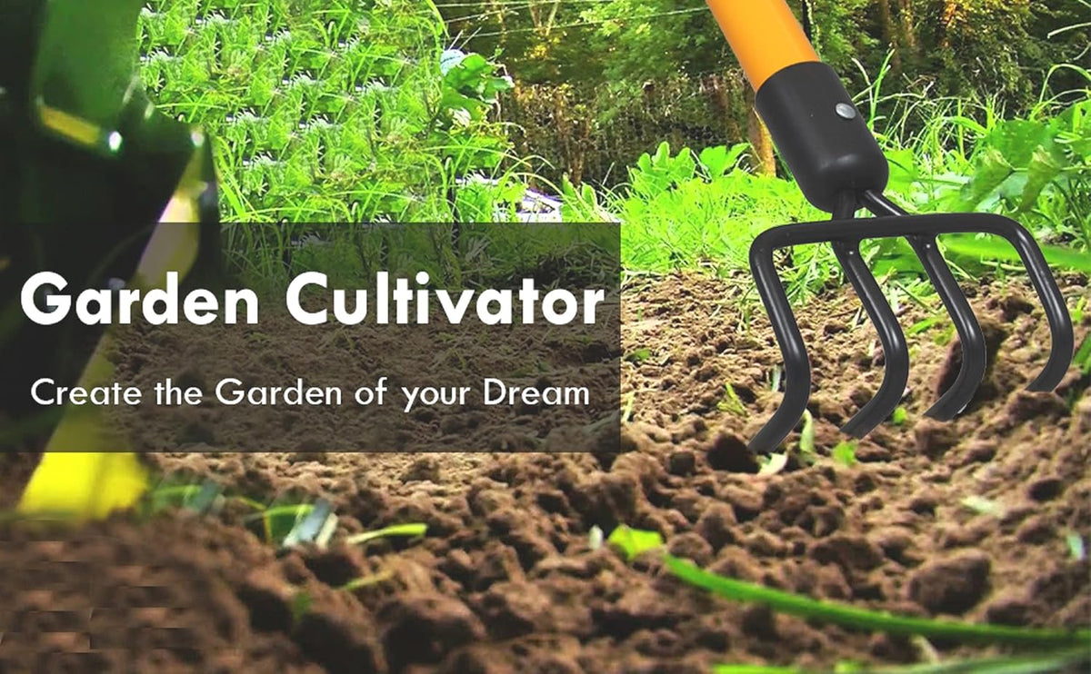 Ashman Garden Cultivator (1Pack)– Sturdy Hand Tiller/Cultivator – Heavy Duty Blade for Digging, Loosening Soil and Weeding – Rubber Grip Handle for a Strong Hold – Rust Resistant
