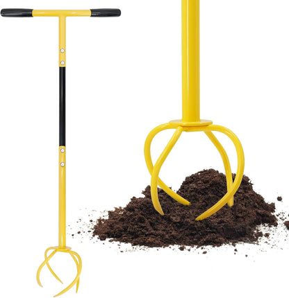 Hand Tiller for Gardening, Garden Claw Manual Tiller with Ergomomic Handle, Steel Cultivator Tiller Lawn Aerator Tool Soil Lossener for Gardening Bed and Plant Box