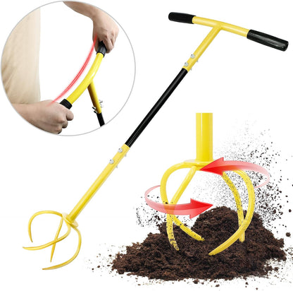 Hand Tiller for Gardening, Garden Claw Manual Tiller with Ergomomic Handle, Steel Cultivator Tiller Lawn Aerator Tool Soil Lossener for Gardening Bed and Plant Box