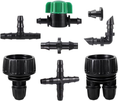 1/4 Barbed Connectors Irrigation Fittings Kits, 128 Pcs