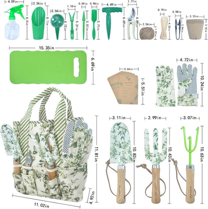 Gardenwind 32pcs Gardening Tools for Women Heavy Duty Gardening Tools Set with Fashion and Function, Water Proof Garden Tool Set, Gardening Gifts for Women