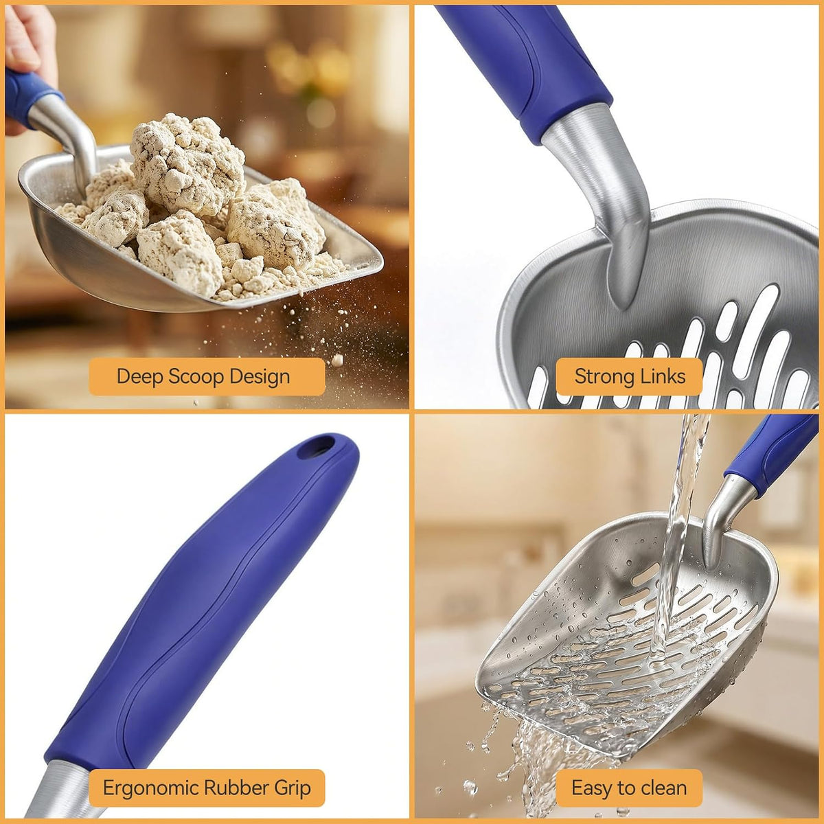 Cat Litter Scoop, Large Long Handle Kitty Metal Scooper