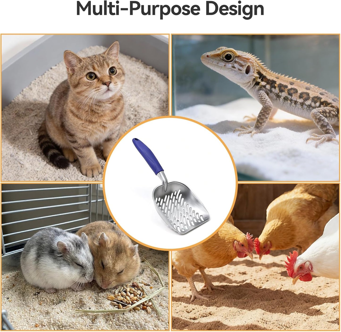 Cat Litter Scoop, Large Long Handle Kitty Metal Scooper