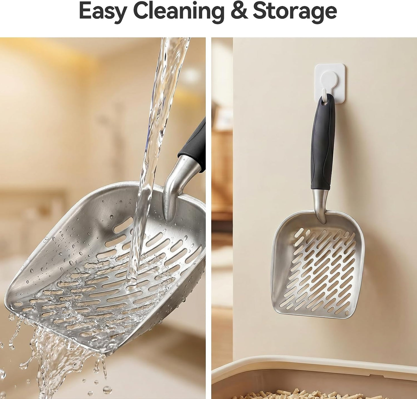 Cat Litter Scoop, Large Long Handle Kitty Metal Scooper