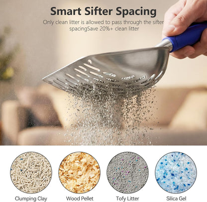 Cat Litter Scoop, Large Long Handle Kitty Metal Scooper