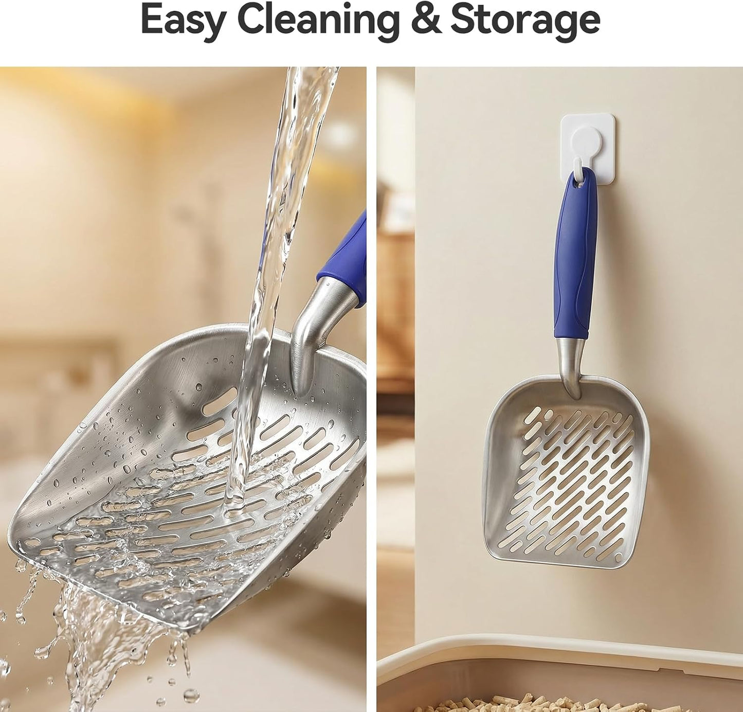 Cat Litter Scoop, Large Long Handle Kitty Metal Scooper