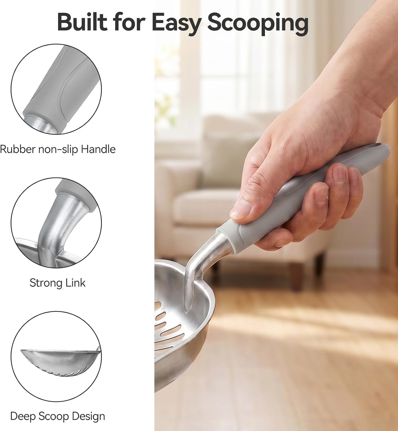 Cat Litter Scoop, Large Long Handle Kitty Metal Scooper
