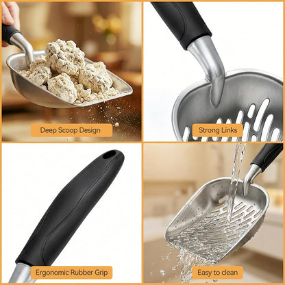 Cat Litter Scoop, Large Long Handle Kitty Metal Scooper