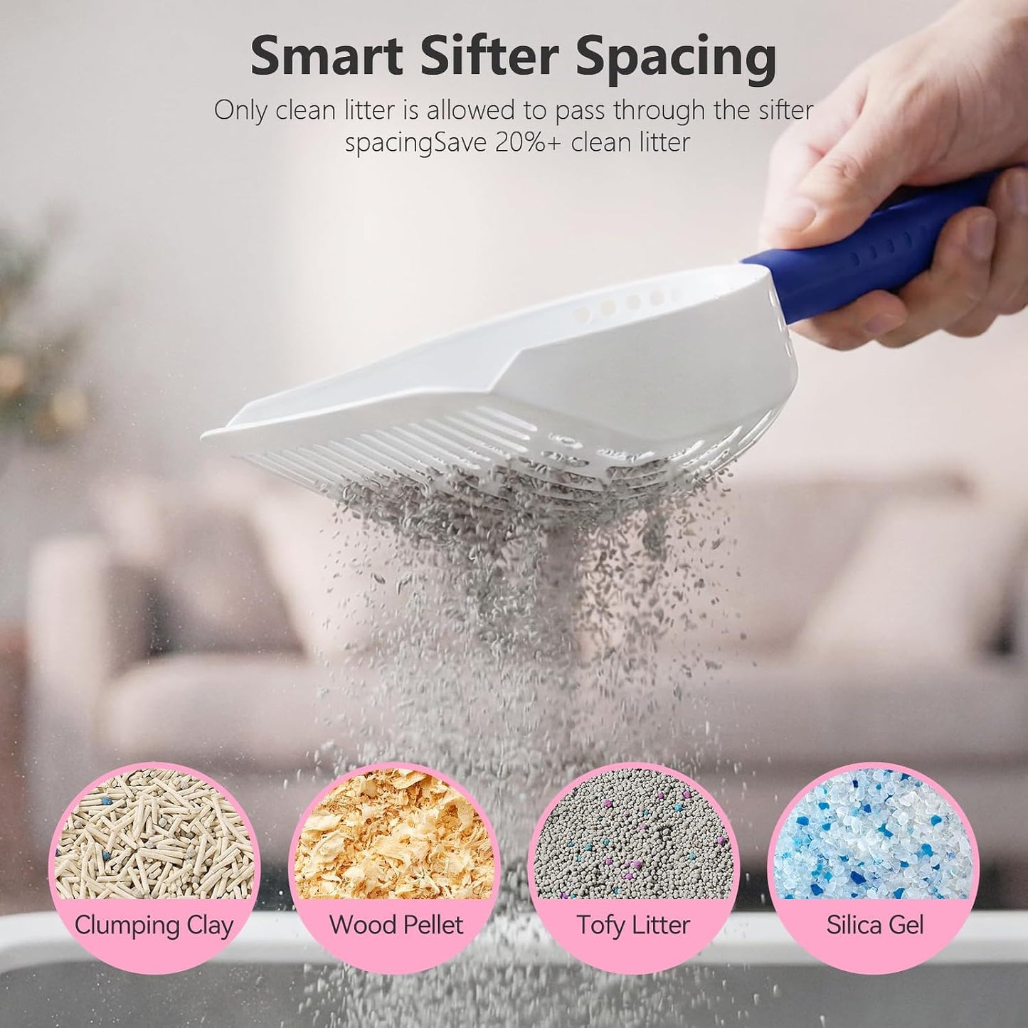 Cat Litter Scoop, Large Long Handle Kitty Metal Scooper