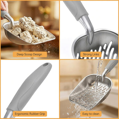 Cat Litter Scoop, Large Long Handle Kitty Metal Scooper