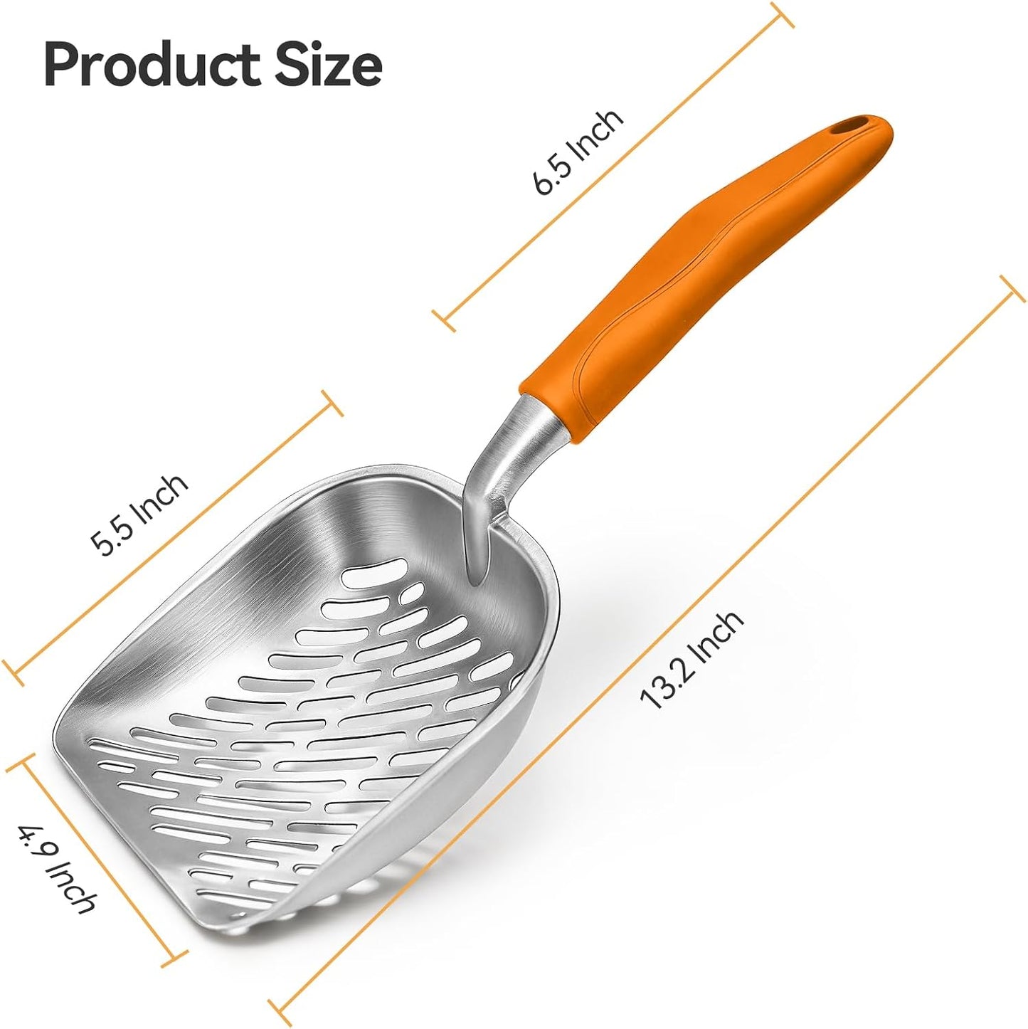 Cat Litter Scoop, Large Long Handle Kitty Metal Scooper