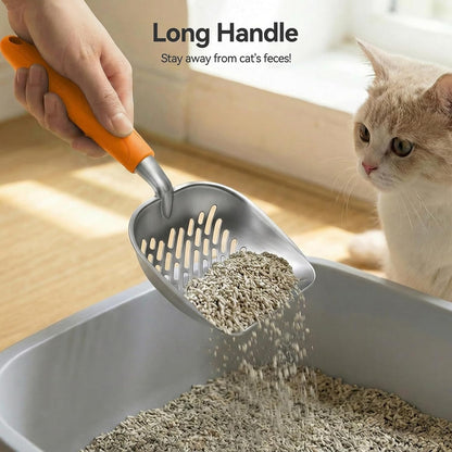 Cat Litter Scoop, Large Long Handle Kitty Metal Scooper