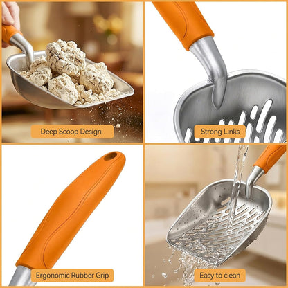 Cat Litter Scoop, Large Long Handle Kitty Metal Scooper
