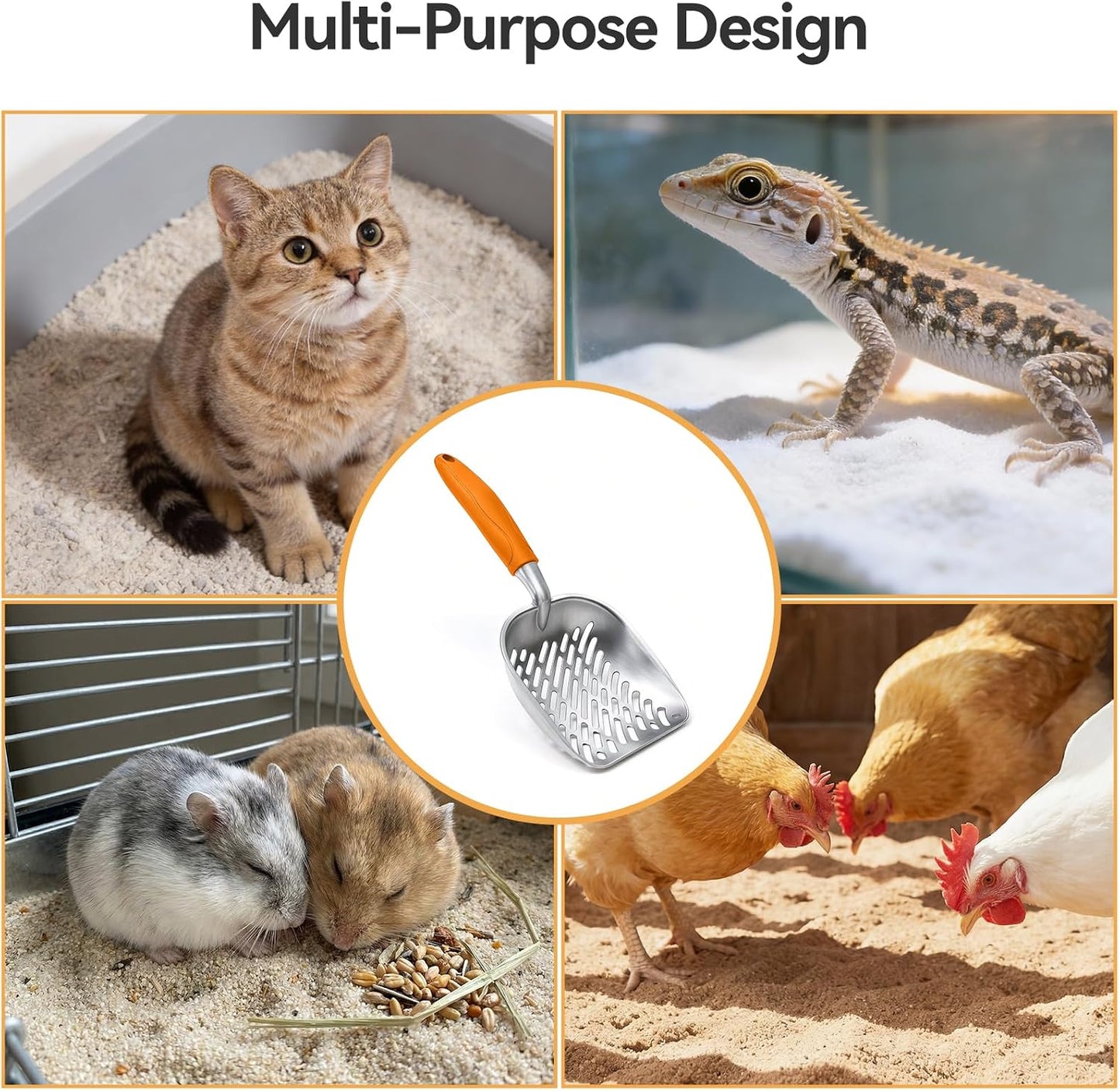 Cat Litter Scoop, Large Long Handle Kitty Metal Scooper