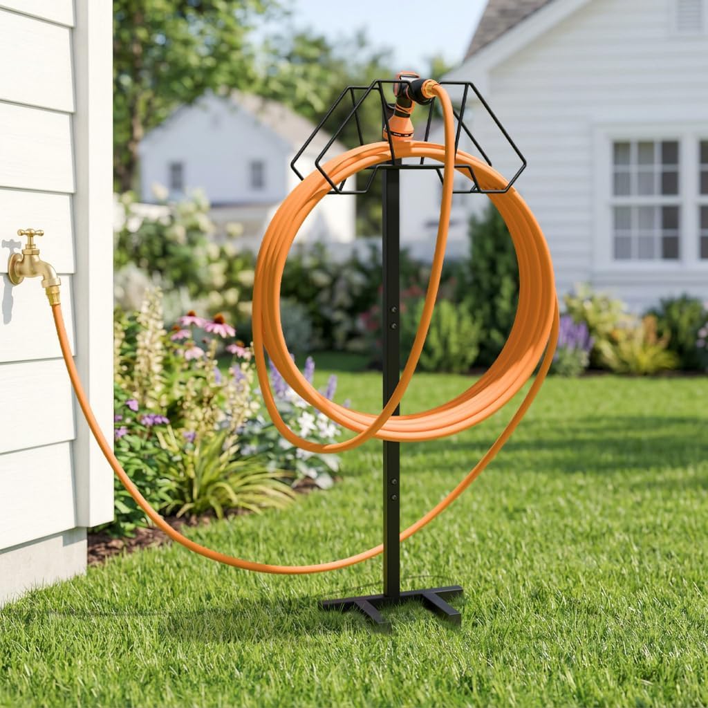 Garden Hose Holder, Water Hose Hanger Holds 150FT, Wall-Mount