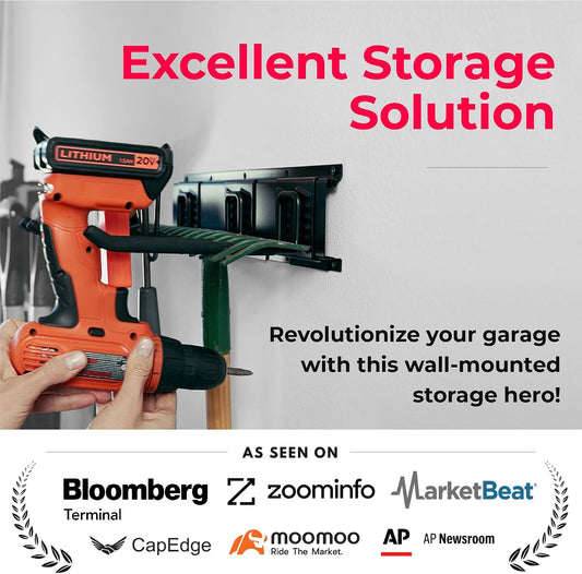Garage Tool Organizer Wall Mount - 48 inches - Sturdy Storage Rack with Adjustable Hooks, Anti-Rust - Easy Installation, 300lbs Capacity - Garden Tool Organizer (03 Racks & 06 Hooks)