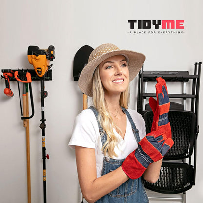 Garage Tool Organizer Wall Mount - 48 inches - Sturdy Storage Rack with Adjustable Hooks, Anti-Rust - Easy Installation, 300lbs Capacity - Garden Tool Organizer (03 Racks & 06 Hooks)