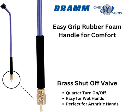 ColorMark Soft Rain Watering Spray Wand – 30” Long, Blue – Lightweight & Durable with 8" Foam Grip and Brass Shut-Off Valve – Ideal for Hanging Baskets, Planters, Gardens, Shrubs & Seedbeds